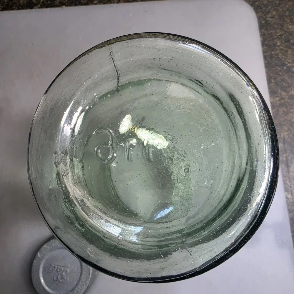 Mason's Patent Nov. 30th 1858 Light Green Fruit Jam Jar With Ball Lid 9.25